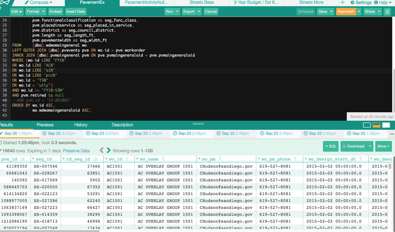 Built Query for Paving Data